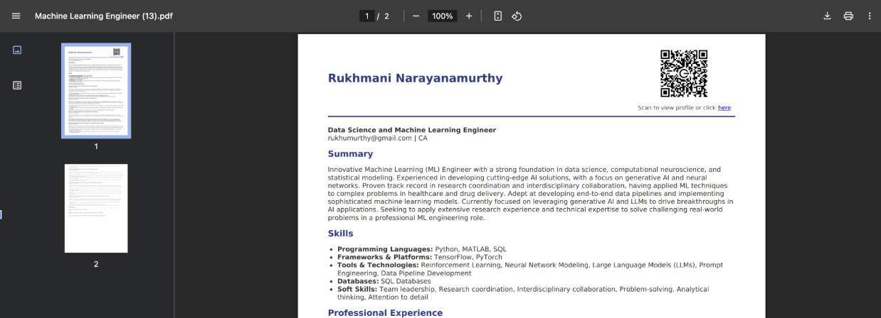February design example of a resume export carrying profile access
